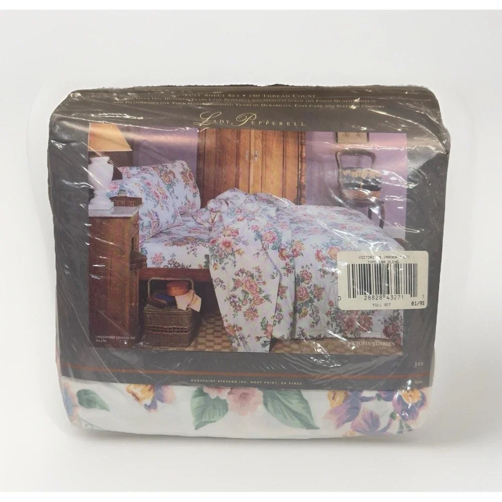 NEW Vtg Lady Pepperell Sheet‎ Set Victoria's Garden Floral Sheets Full 4pc NIP